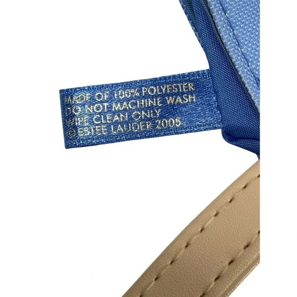 Estee Lauder Blue Floral Makeup Small Tote Bag Fully Lined 2005 7x8x3" - Picture 7 of 7